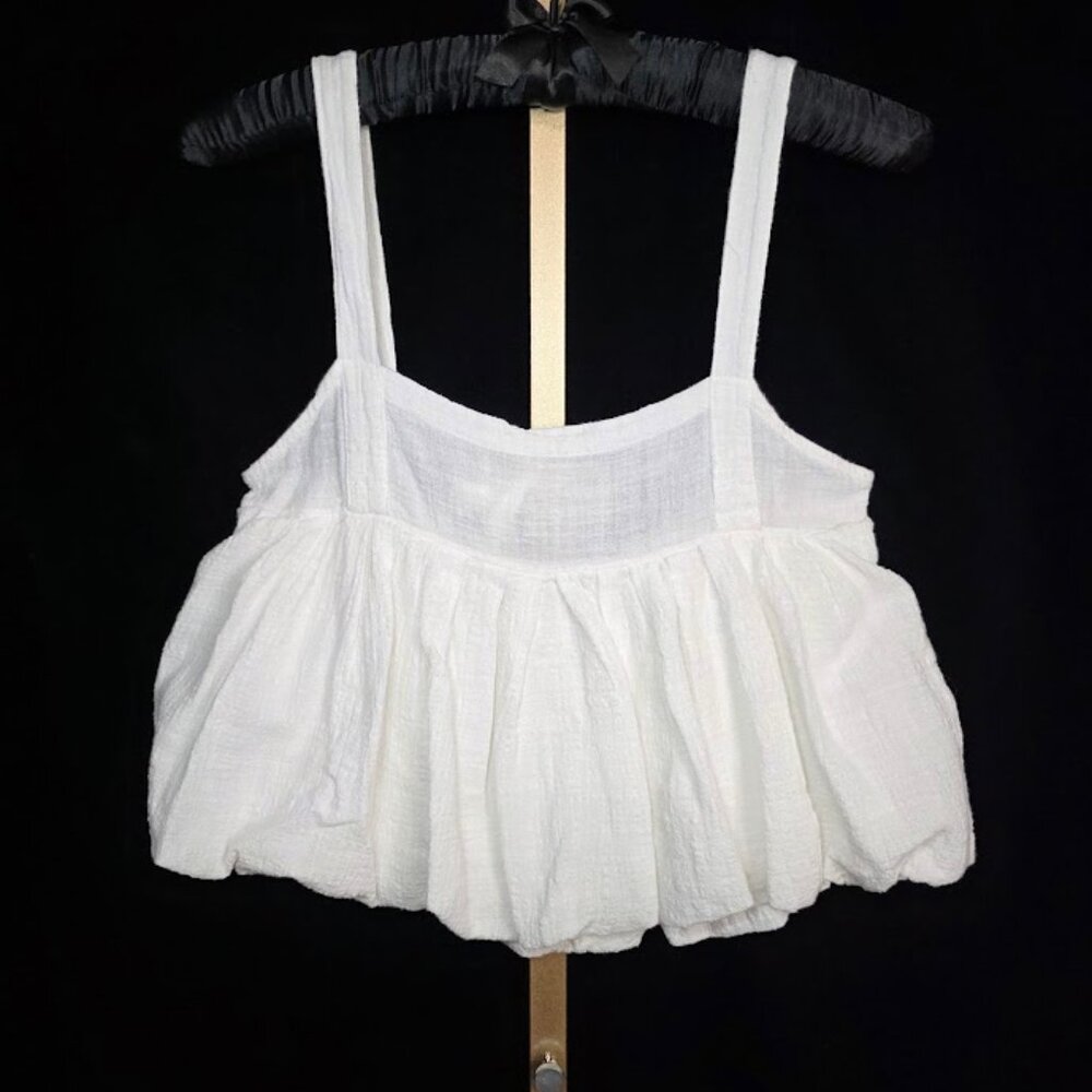 TNS Cropped Gauzy Balloon Hem Tank Top S